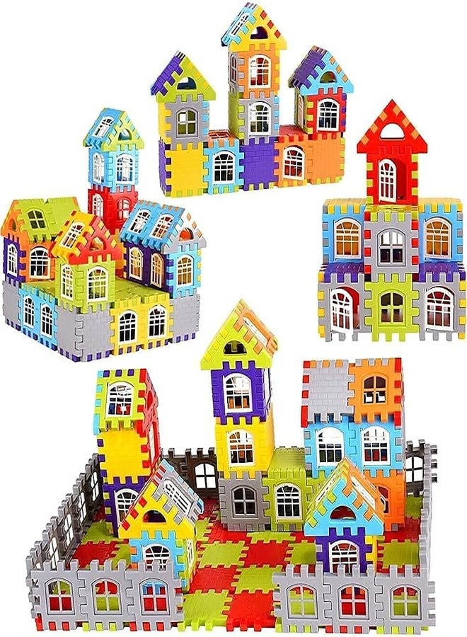 KHVIRJA Building Blocks for Kids - 50 Pcs, Mega Jumbo Happy Home House Building Blocks Set Big Size House Building Blocks with Windows, Block Game for Kids -Multicolor - Image 3